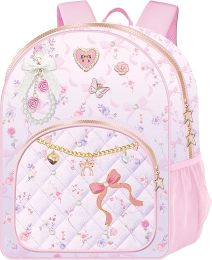 Zaino deluxe per bambini con fiori e farfalla in colore lilla