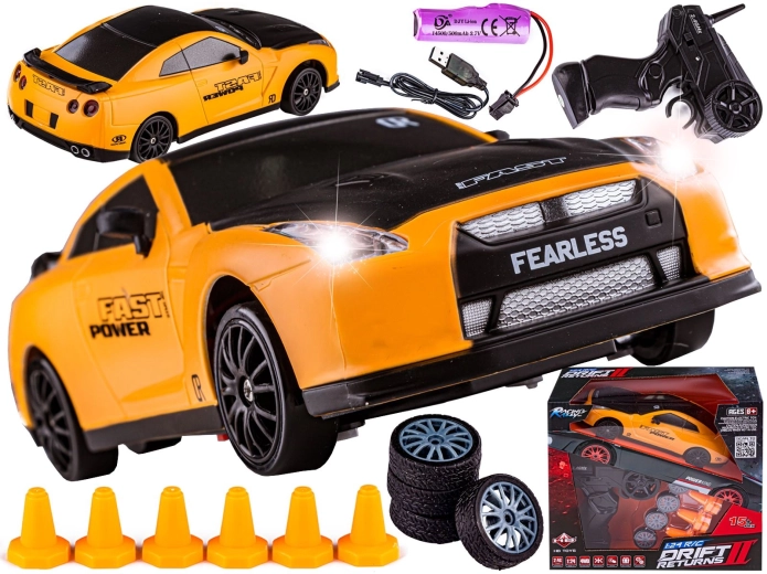 Auto drift RC 1:24 2,4 GHz 4WD gialla - 1 pezzo