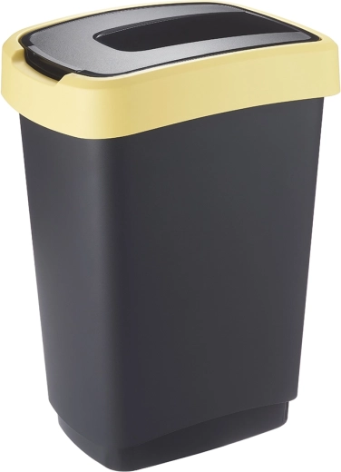 Cestino per raccolta differenziata con coperchio basculante 50 l nero/giallo pastello