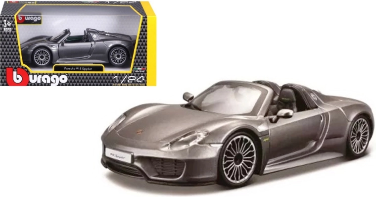 Modello in metallo BBURAGO 1:24 Porsche 918 Spyder – grigio