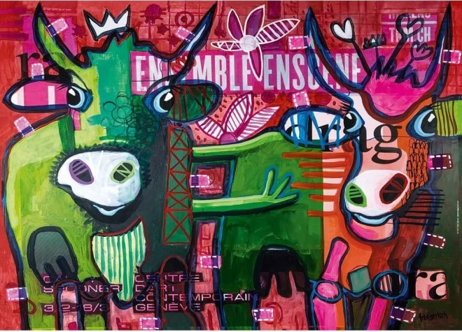 Puzzle HEYE Mucche a righe 1000 pezzi