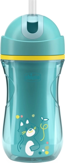 Chicco bicchiere termico sport con cannuccia, 266 ml, teal, 14m+