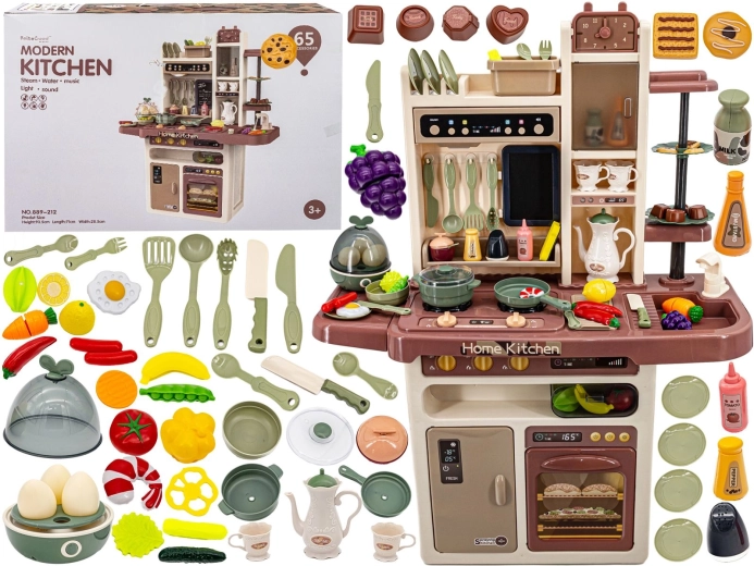 Cucina giocattolo multifunzione per bambini con forno, frigorifero e cuociuova, effetto vapore e suono - 1 pezzo