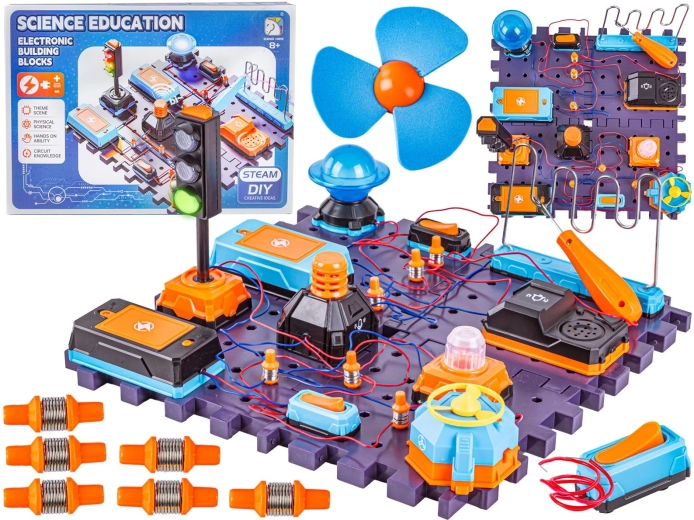 Kit sperimentale scientifico con circuiti elettronici (semaforo, ventolina)