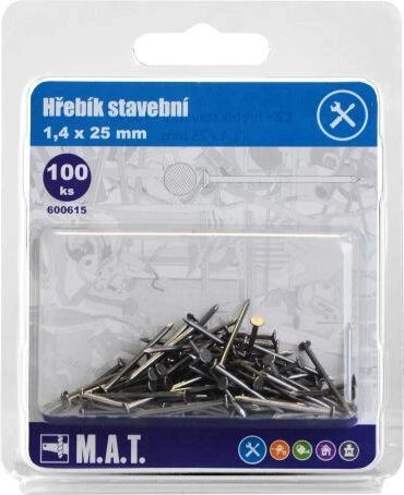 Chiodi da costruzione 25 × 1,4 mm, 100 pz