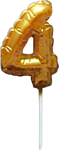 Candela per torta numero 4 oro da infilzare 6 cm