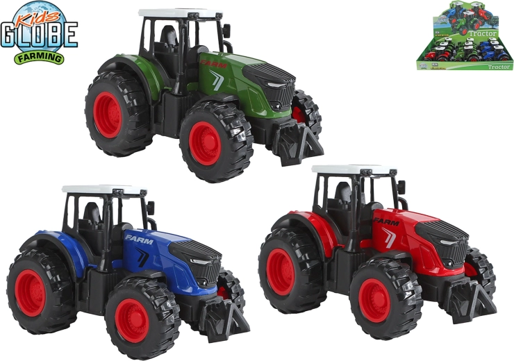 Trattore in metallo Kids Globe Farming con retrocarica 12 cm - 1 pezzo