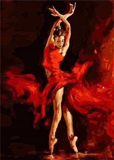 Norimpex pittura con diamanti ballerina in abito rosso 30 × 40 cm