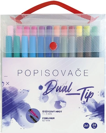 Set di pennarelli Concorde Dual‑Tip, 24 colori in cofanetto