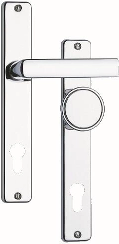 Ferramenta per porte: maniglia su placca con pomolo 804, interasse 90 mm, inox