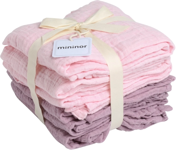 Pannolini in mussola biologica Mininor rose/heath flower - 6 pz