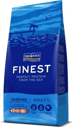Crocchette per cani adulti di piccola taglia con sardina e patate dolci FISH4DOGS Finest 6 kg