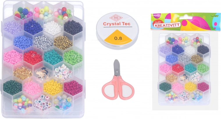 Set di perline con filo, forbici e chiusure