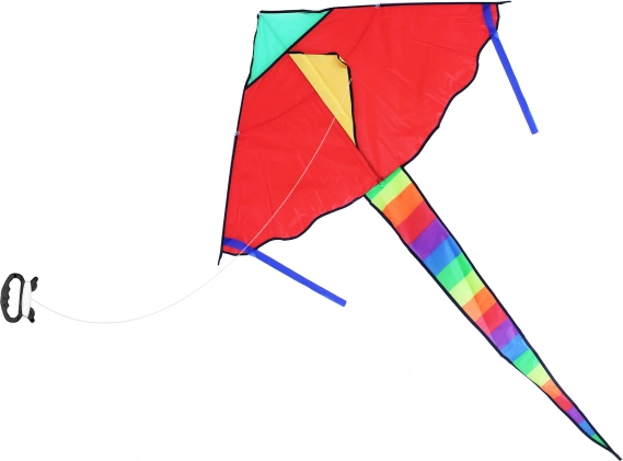 Aquilone volante in nylon 120 × 70 cm con coda arcobaleno