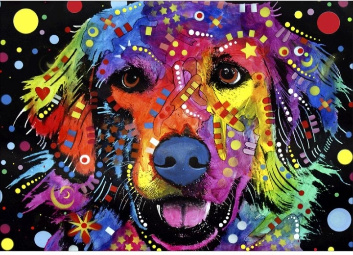 Ricamo con diamanti (diamond painting) – cane astratto 40 × 30 cm - 1 pezzo