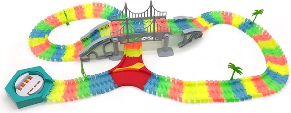 Pista automobilistica flessibile luminosa 192 pezzi con macchinina a LED