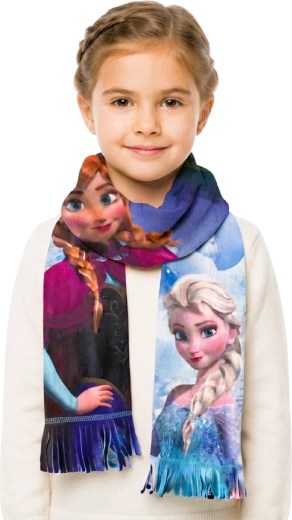 Sciarpa in pile per bambini Frozen Elsa e Anna blu