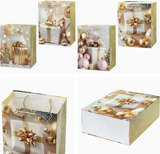 Busta regalo natalizia 32 × 26 × 12 cm, mix di motivi