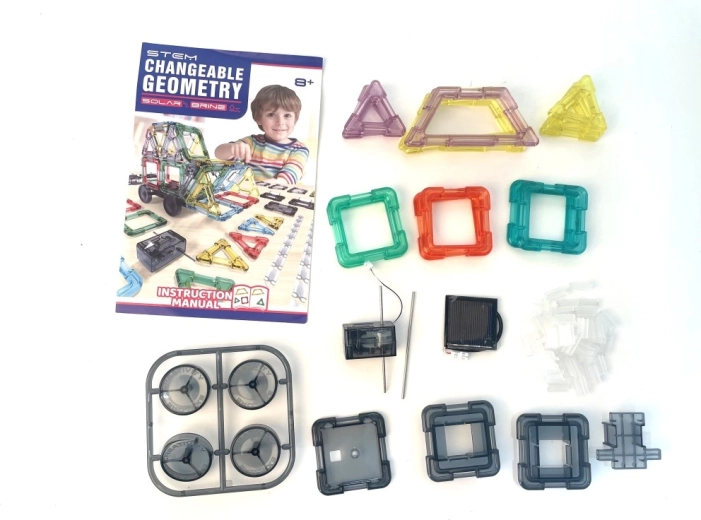 Kit da costruzione STEM geometrico a energia solare, 62 pezzi