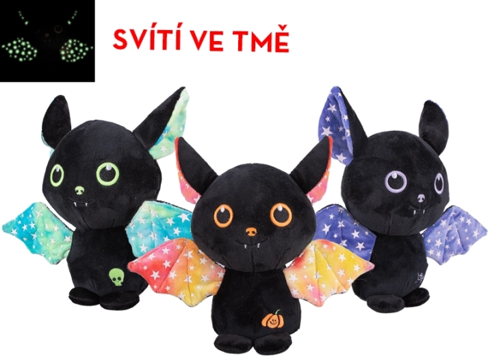 Pipistrello di peluche che si illumina al buio 23 cm