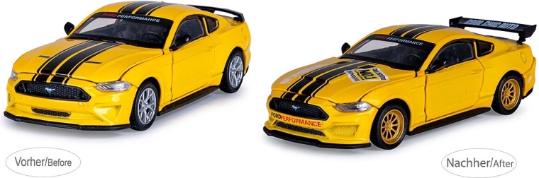 JAMARA Ford Mustang GT 2018 modello pressofuso in scala 1:42 giallo