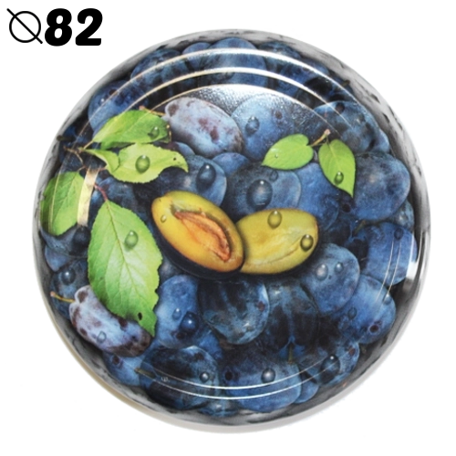 Coperchi per vasetti 82 mm con motivo prugna, 6 chiusure