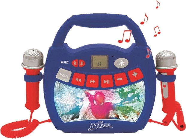 Lettore karaoke per bambini con luci SPIDER-MAN con Bluetooth e 2 microfoni