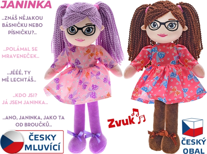 Bambola di pezza Janinka 30 cm, parlante in ceco