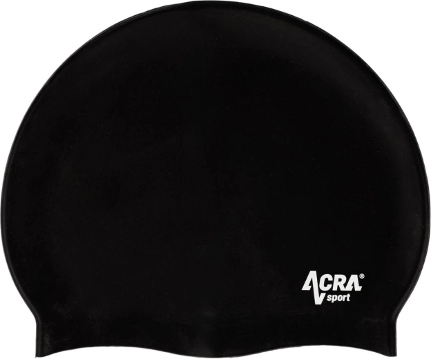 Cuffia da nuoto in silicone ACRA sport nera - 1 pezzo