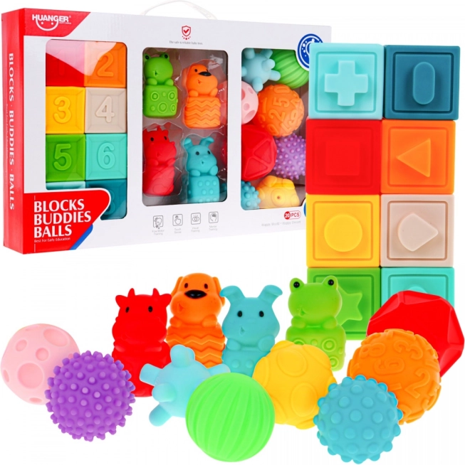 Mega set di 20 palline animali per bambini 6m+ Giocattolo sensoriale Riabilitazione della mano