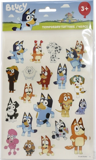 Tatuaggi lavabili per bambini Bluey – set da 40 pezzi