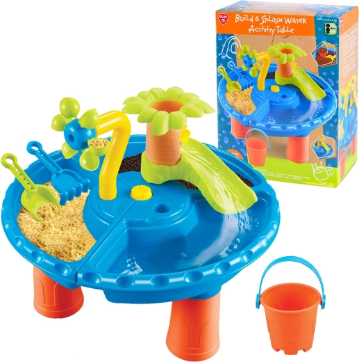 PlayGo tavolino da gioco con attività di costruzione e spruzzi d’acqua (15 pezzi)