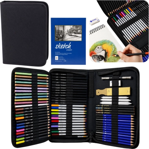 Set artistico per disegno e sketch in astuccio, 74 pz