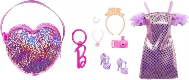 Set di moda premium Barbie con abito a righe