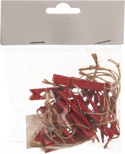 Mollette in legno rosse da appendere 12 pz