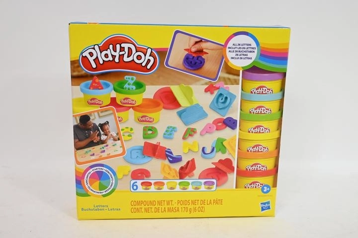 Pasta modellabile Play-Doh – alfabeto, 6 vasetti e 26 timbri
