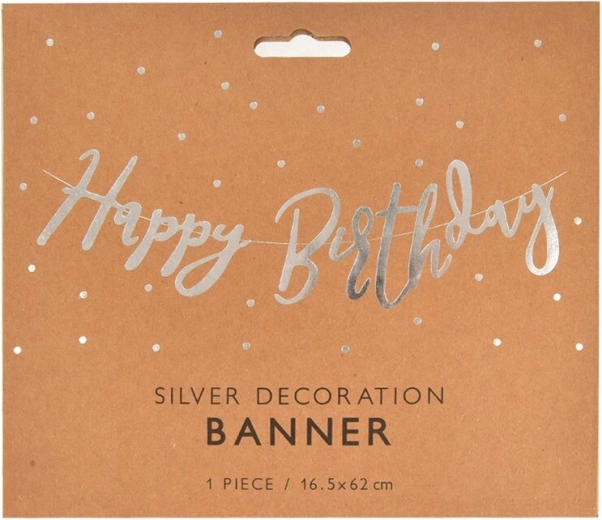 Ghirlanda di carta Happy Birthday argento