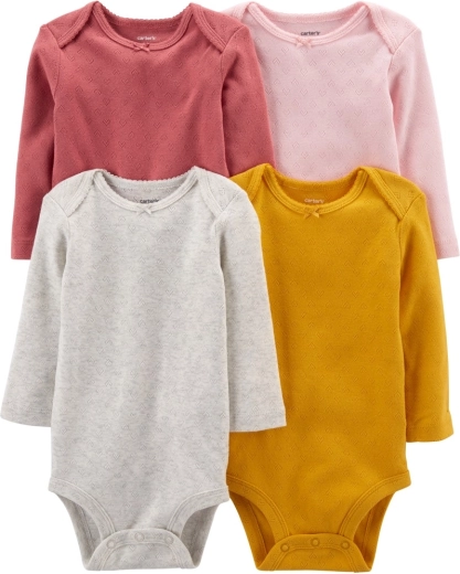 Carter’s body neonato manica lunga, multicolore, per bambina, 4 pz (taglia 56)