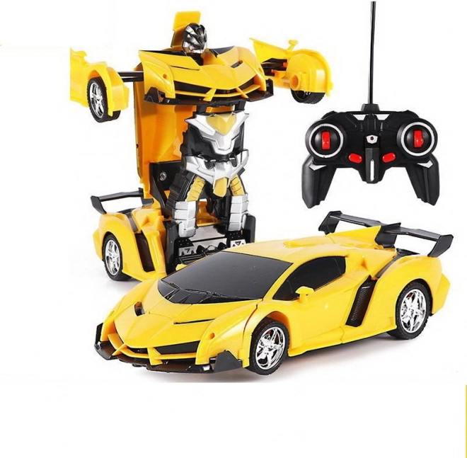 Auto robot 2-in-1 telecomandato con LED, suoni e drift – giallo