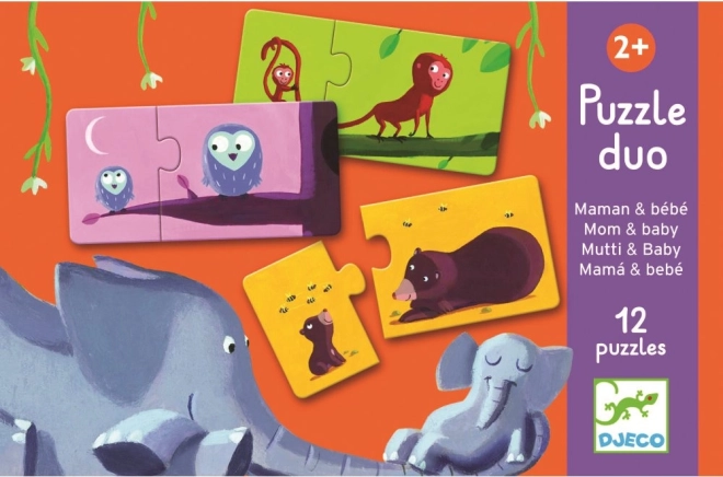 Puzzle Djeco Mamme e Cuccioli Animali 12x2 pezzi