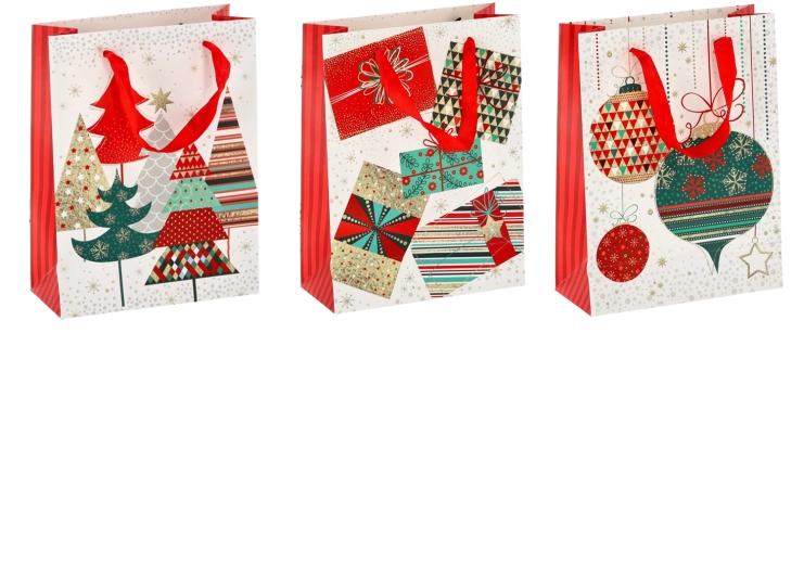 Borsa regalo natalizia 18 × 24 × 8 cm, set da 12 pz