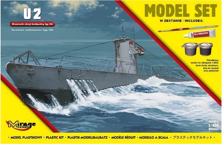 Modello di sottomarino U-Boot tipo IIA U2 in scala 1:400 – kit di montaggio