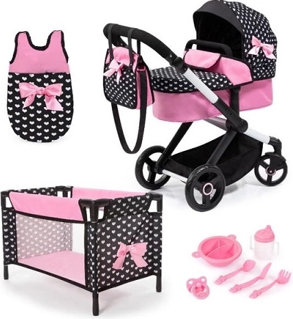 Passeggino combinato per bambole Bayer Design Xeo con culla e accessori
