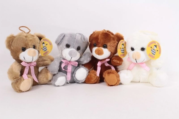 Orsetto di peluche con fiocchetto 14 cm