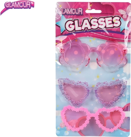 Occhiali per bambini Glamour rosa – set da 3 pezzi