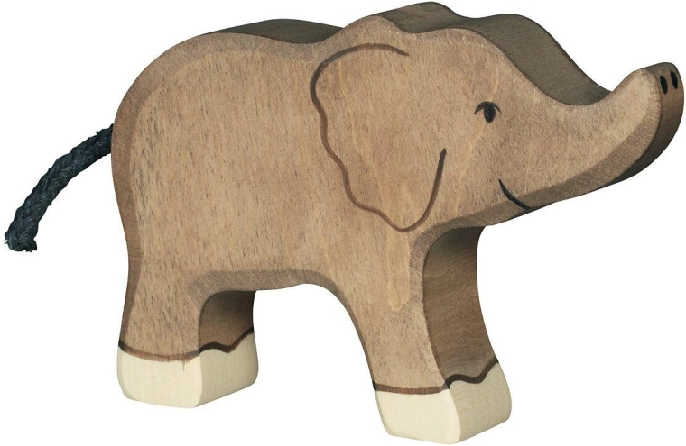 Holztiger piccolo elefante con proboscide sollevata - 1 pezzo