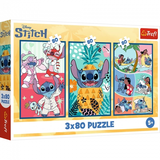 Puzzle Lilo & Stitch: Tre Puzzle in Uno - Stitch 3x80 Pezzi