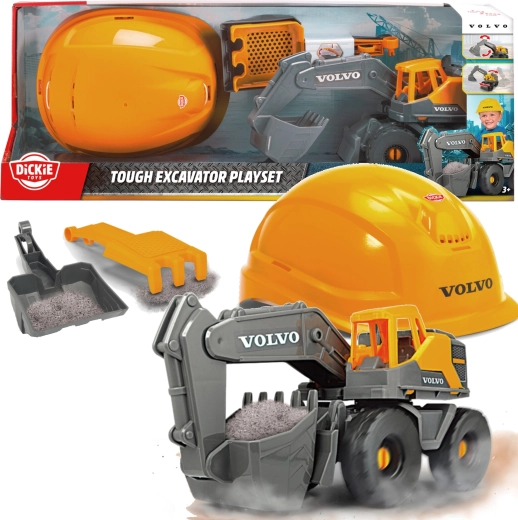 Dickie Toys Volvo set da costruzione con escavatore e casco protettivo