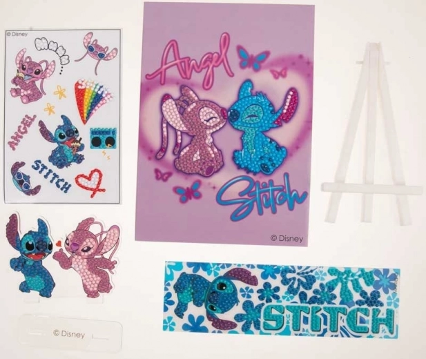Pittura diamantata Angel e Stitch con supporto