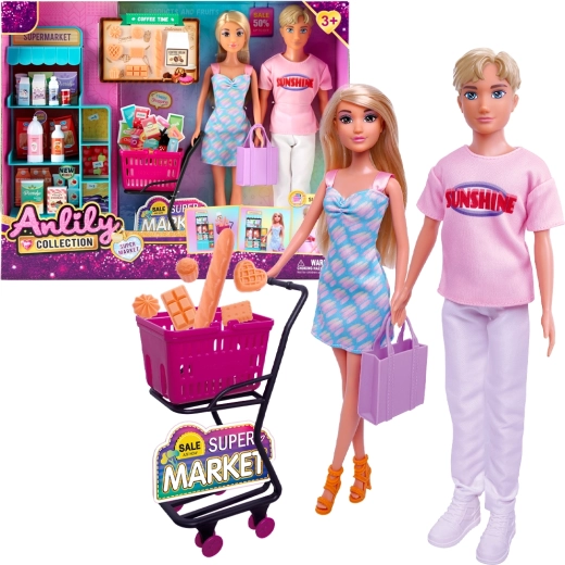 Set di bambole per supermercato con carrello della spesa